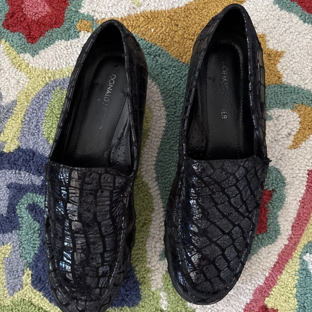 Donald J Pliner Rio Crocodile Leather Loafers Brogue Slip On Designer Retro W8.5